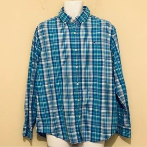 Vineyard Vines Long Sleeve Front Button Preppy Shirt Size Large Blue White
